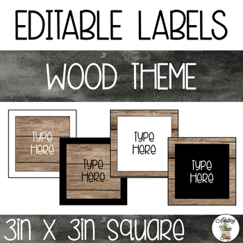 Preview of EDITABLE Square Labels - Wood Theme