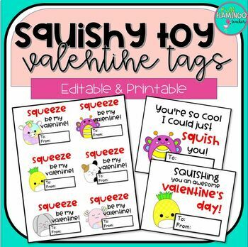 Squish Toy Valentine Tags printable student gift idea | TPT