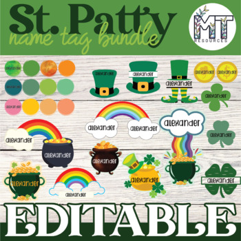 St Patricks Day Gift Tags Editable Labels Printable Shamrock Name tags