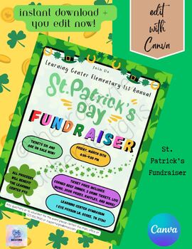 Preview of EDITABLE, St. Patrick's Day Fundraiser Flyer, PTO PTA Social Media Template