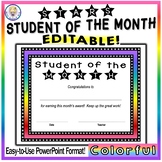 EDITABLE - Stars Student of the Month Award Certificates -