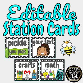 Preview of EDITABLE Station Cards #polkadot