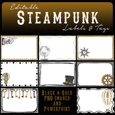 EDITABLE Steampunk Labels, Vintage Science Fiction Tags - 