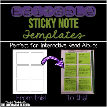 Preview of EDITABLE Sticky Note Templates FREEBIE