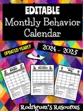 EDITABLE Student Behavior Calendar 2024-2025