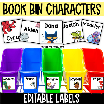 Preview of EDITABLE Student Book Bin Labels - Favorite Book Characters