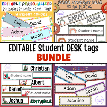 Preview of EDITABLE Student DESK tags for students | Editable Name Tags and Desk Plates