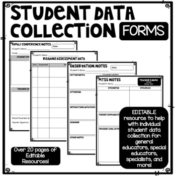 Preview of EDITABLE Student Data Collection Forms (MTSS & RTI) GOOGLE SLIDES READY!