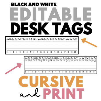 Preview of EDITABLE - Student Desk Name Tag - Cursive + Print