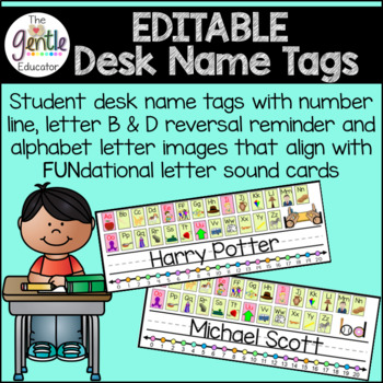 Preview of EDITABLE Student Desk Name Tags - FUNdational aligned