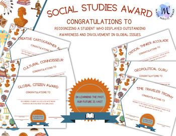 Preview of EDITABLE Student End of the Year Social Studies Awards- Celebrate Excellence