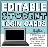 EDITABLE Student Login Info Cards