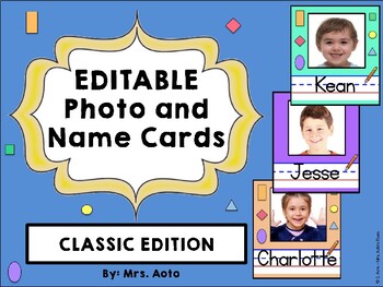 Preview of EDITABLE Student Name and Picture Cards - Classic Edition - Colors and Shapes