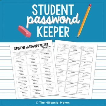 Preview of EDITABLE Student Password Cards | Password Login Sheet | Back to School