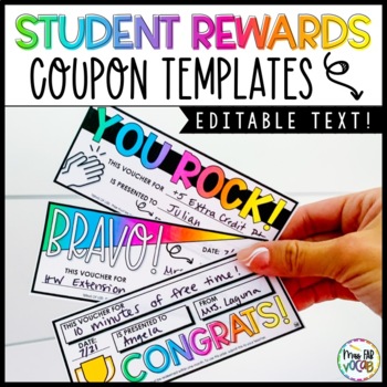 Preview of EDITABLE Rewards and Incentives Coupon Templates