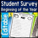 EDITABLE Student Survey: Beginning of Year Student Interes
