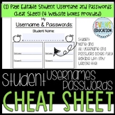 EDITABLE Student Usernames and Passwords Sheet