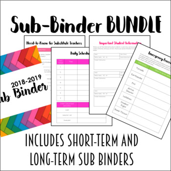 Preview of EDITABLE Sub Binder BUNDLE for Middle and High School Teachers