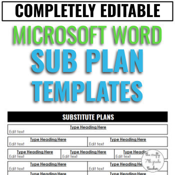 Preview of EDITABLE Sub Plan Templates