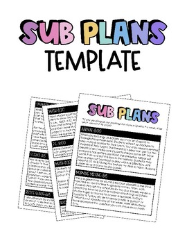 Preview of EDITABLE Sub Plans Template