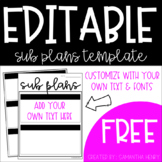 FREE, EDITABLE Substitute Plans Template