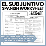 EDITABLE Subjunctive Tense Spanish Practice Worksheet | Pr