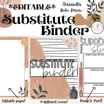 Preview of EDITABLE Substitute Binder | Boho Terracotta Neutrals | Google Slides Version
