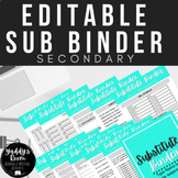 EDITABLE Substitute Binder for Secondary GOOGLE SLIDES and PRINT