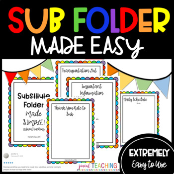 Preview of EDITABLE Substitute Folder Pages READY TO GO! SUB PLANS TEMPLATE