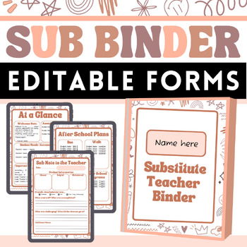 Preview of EDITABLE Substitute Teacher Binder - PRINT + GOOGLE