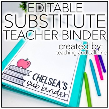 Preview of EDITABLE Substitute Teacher Binder - Sub Bin & Sub Plans Template