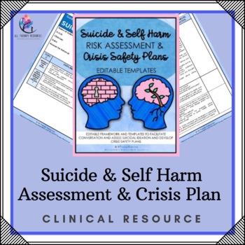 Preview of EDITABLE Suicide & Self Harm Risk Assessment and Crisis Safety Pans Templates