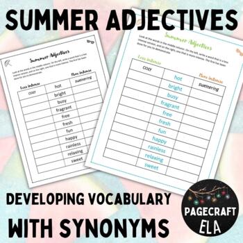 Preview of EDITABLE | Summer Adjectives | Widen Vocabulary with Synonyms
