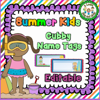 Preview of EDITABLE Summer Cubby or Table Names  for Summer Camp, Programs or Preschool