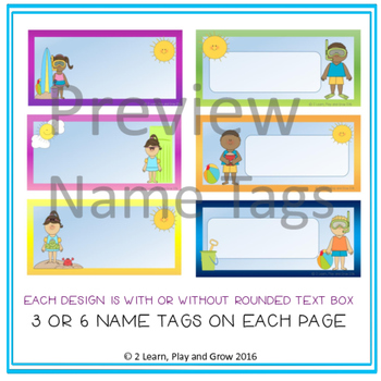 editable summer kids pups cubby name tags for preschool child care camp