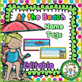 Beach Theme Name Tags - Summer Kids at the Beach