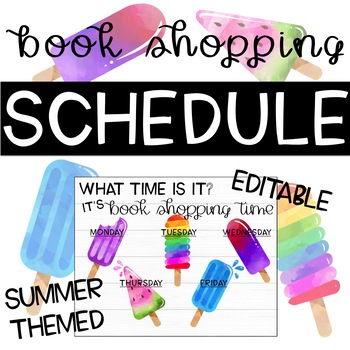 Preview of EDITABLE Summer Themed Book Shopping Schedule