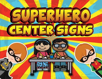 Preview of EDITABLE Superhero Center Signs - PDF & PowerPoint Editable Formats