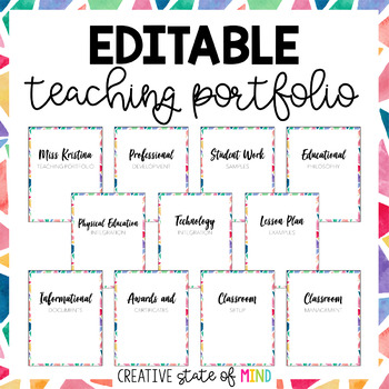 Preview of Editable Teacher Portfolio (Color)