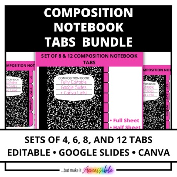 Preview of EDITABLE TEMPLATES - COMPOSITION NOTEBOOK TABS (4, 6, 8, AND 12!)