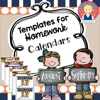 Preview of EDITABLE TEMPLATES FOR HOMEWORK CALENDARS {ENGLISH AND SPANISH}