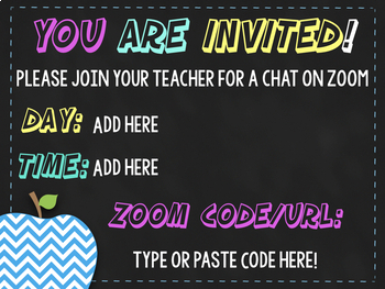 EDITABLE TEXT- Zoom Meeting Invitations for Students and Family | TpT