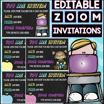 Preview of EDITABLE TEXT- Zoom Meeting Invitations for Students and Family