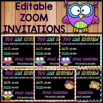 EDITABLE TEXT- Zoom Meeting Invitations for Students and Family | TpT