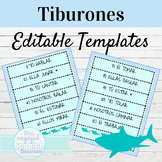Spanish EDITABLE TIBURONES Vocab or Grammar Game Template