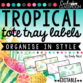Desk Organizer Labels \u2013 Tropical Theme