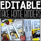 EDITABLE Take Home Binder Covers, Spines, Labels, and Beha