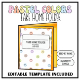 EDITABLE Take Home Folder Cover with Labels | Pastel Colors