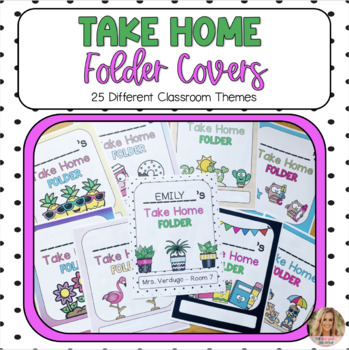 Preview of EDITABLE Take Home Folder Covers 25 Different Classroom Themes