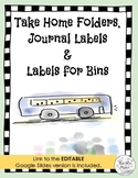 EDITABLE Take Home Folder Labels & Reading Log